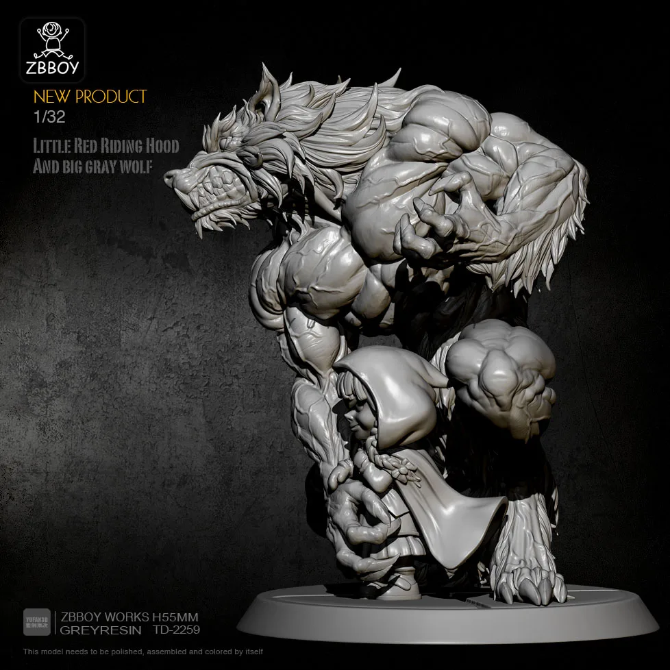 Kits de figurines reissa, modèle petit chaperon rouge et le gardien du loup géant, 1/24