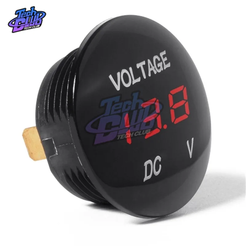 DC 5V-48V 3 Bits Digital Voltmeter Round Waterproof LED Panel Mini Digital Volt Voltage Meter Tester Monitor Display  For Car