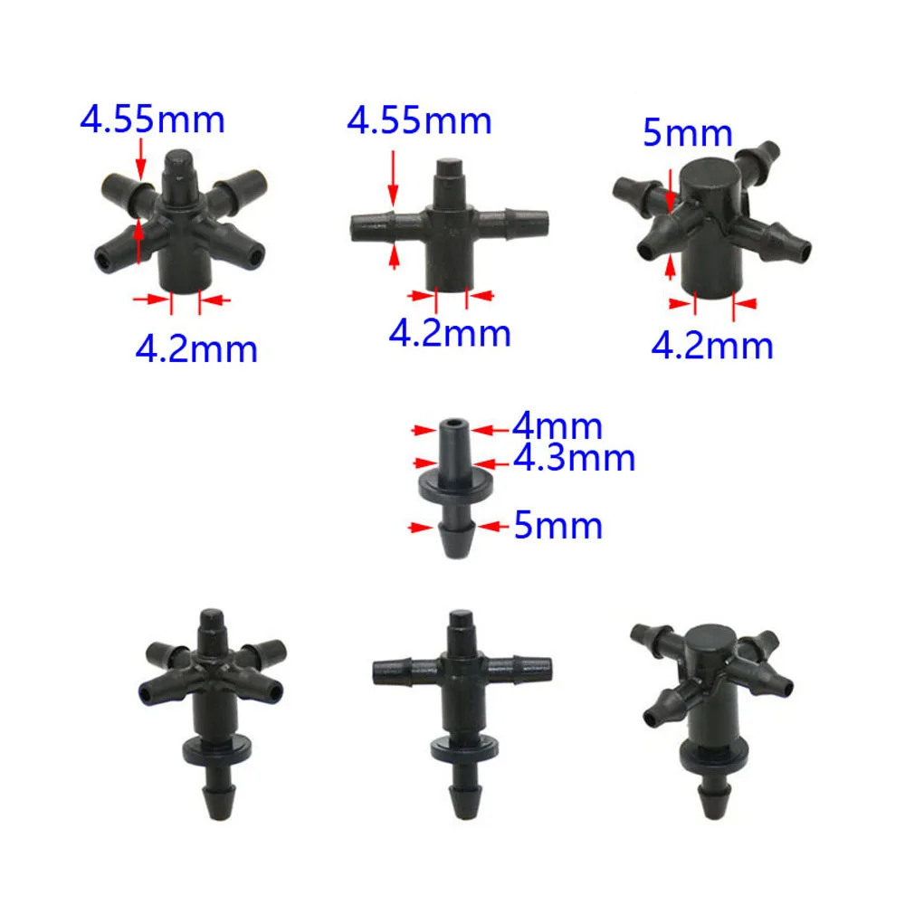 Tee Cross Water Splitter, Conector de Seta, Sistema de Irrigação para Estufa, 2, 4-Way, 3, 5 Drip, 2, 4-Way, 1/8\