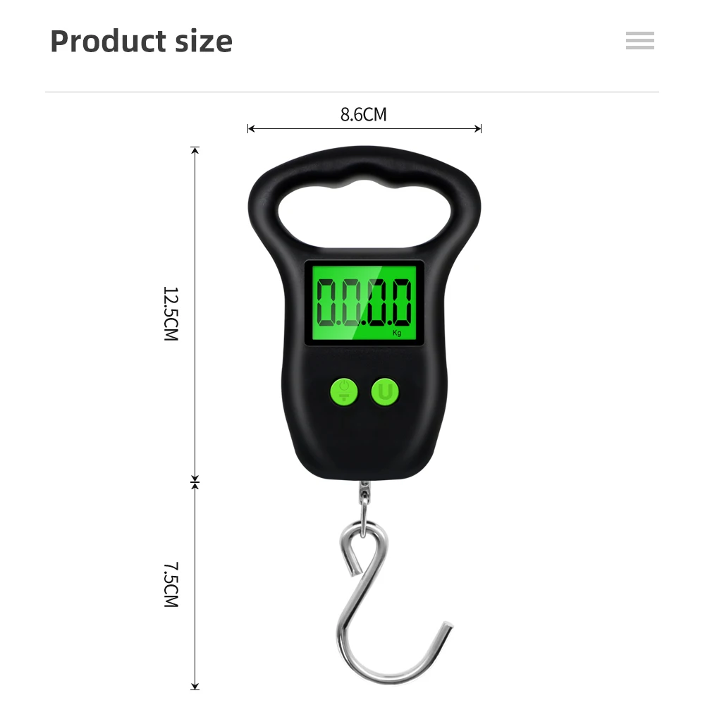 50kg/10g cyfrowa waga do zawieszania przenośna waga do bagażu elektroniczny wyświetlacz LCD waga rybna z wygodnym haczykiem na uchwyt