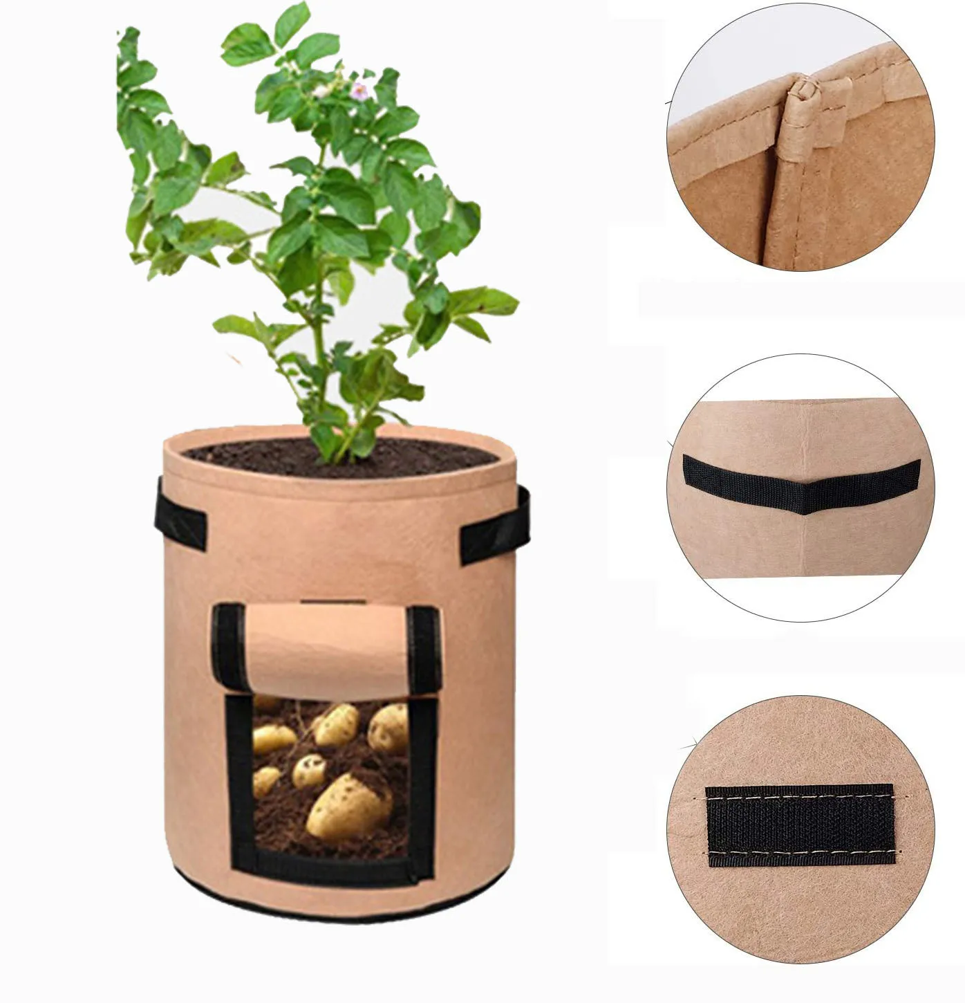 

Potato Grow Bags with Handles Planting Pouch Breathable Cloth Container Fabric Pots Greenhouse Gardening Tools for Fruit Plant a