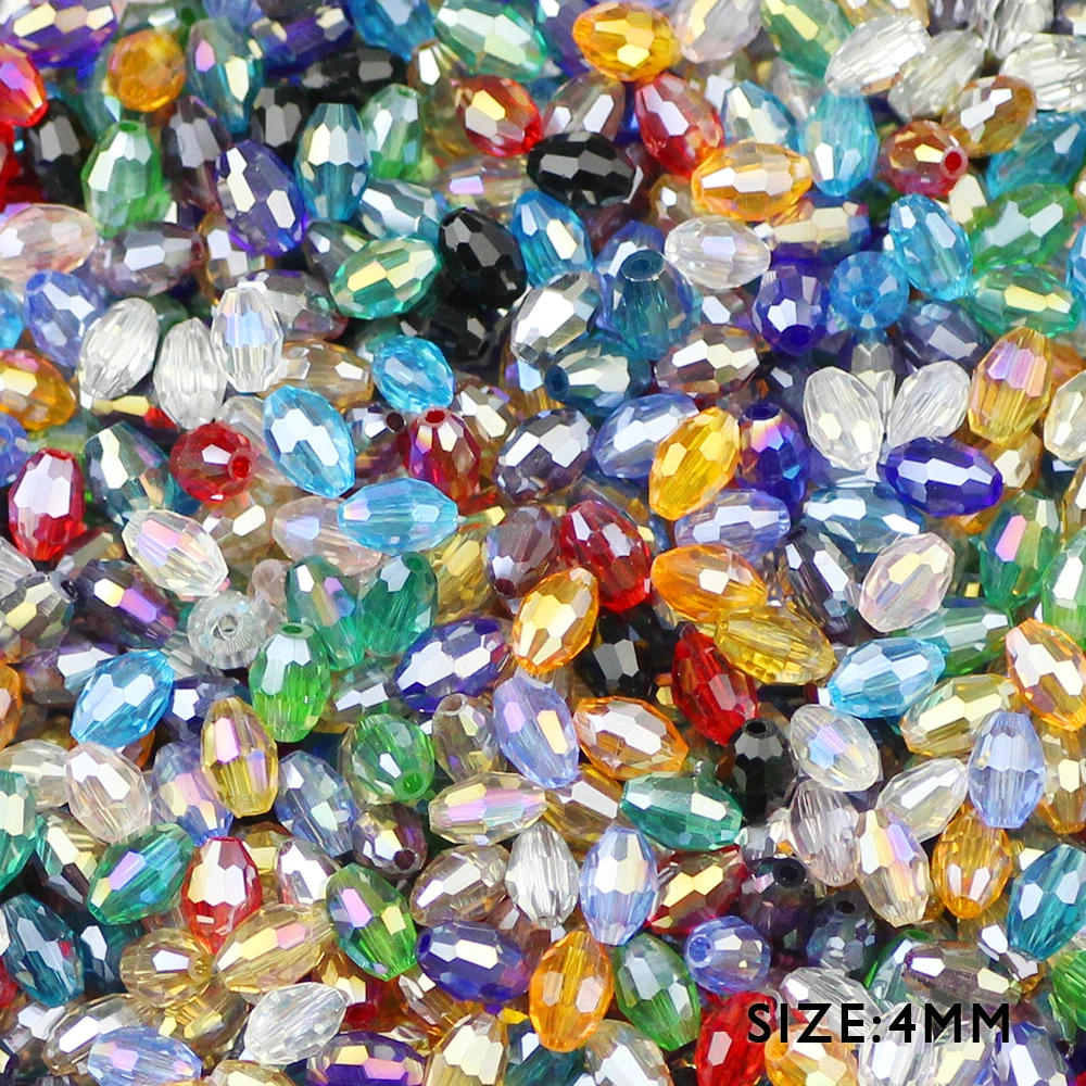 100pcs Czech Rice grains Upscale Austrian crystal beads 4*6mm oval shape Loose Glass beads Jewelry making bracelet Necklace DIY