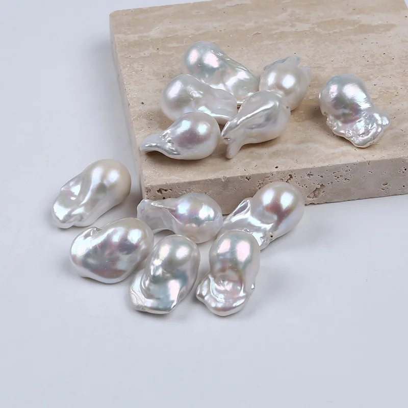 Wholesale Natural White Freshwater 16-18mm Large Size Baroque Flameball Fireball Loose Pearls Jewelry