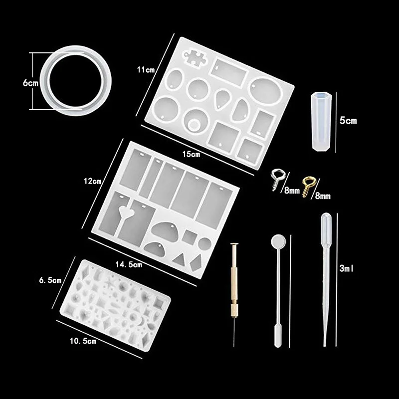 184 pezzi In Silicone Casting Stampi In Resina E Strumenti di Set Per Gioielli In Resina di DIY Del Pendente Della Resina Del Braccialetto Del Silicone Stampi