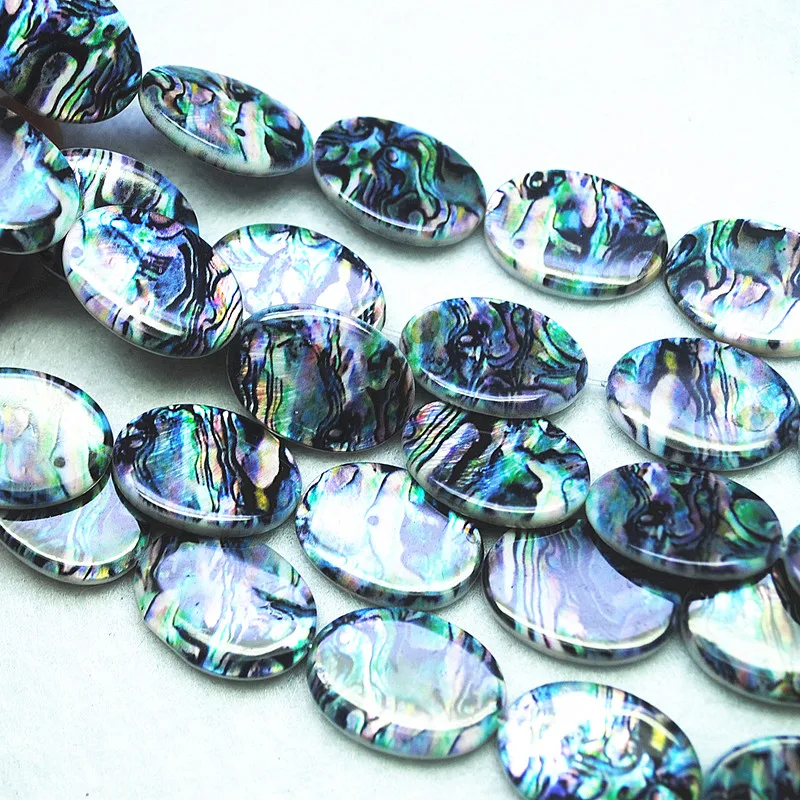 22PCS Nature Shell Beads Oval Shape Mother Of Pearl With Abalone 13X18MM For Women Necklace Making New Designs