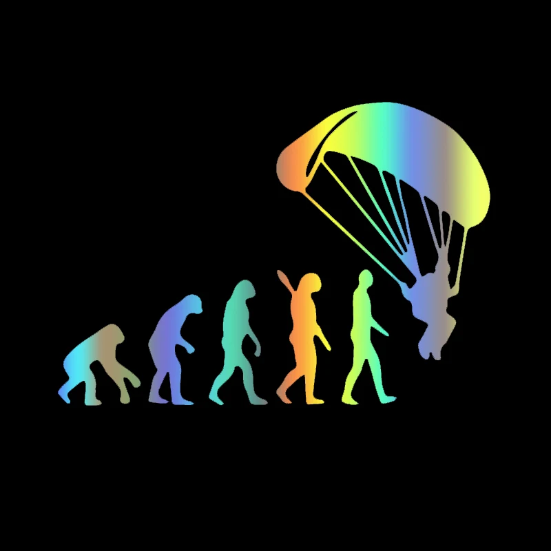 S51411# Various Sizes/Colors Car Stickers Vinyl Decal Human Evolution Paraglider Motorcycle Decorative Accessories Creative