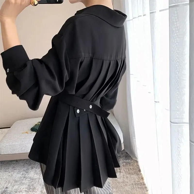 Shirts Women Chiffon Spring Tunic Office Pure Color Temperament Ins Tender Long Sleeve All-match Classy Mujer Clothes Ulzzang