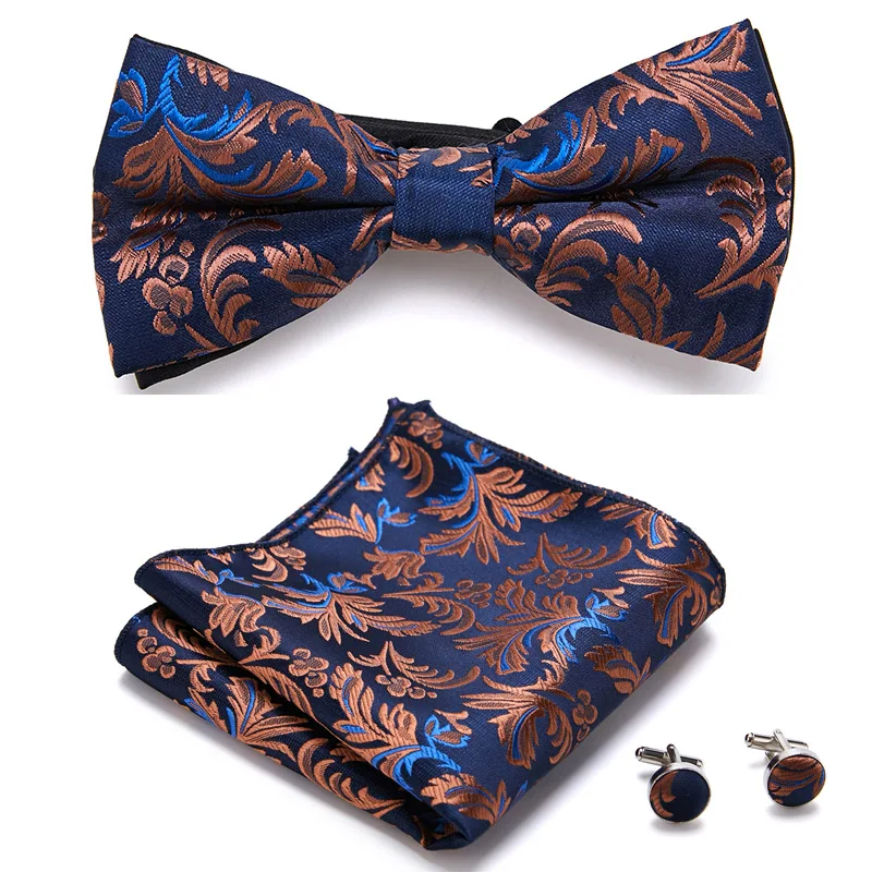 Slim Tie Set Men Bow Tie And Pocket Square Bowtie Necktie Cravate Handkerchief Man Corbatas Hombre Pajarita Fit Wedding