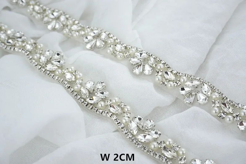 (1 YARD) Rhinestone bridal belt wedding pearl trim with crystals wedding dress accessories belt sash for wedding dress WDD0405