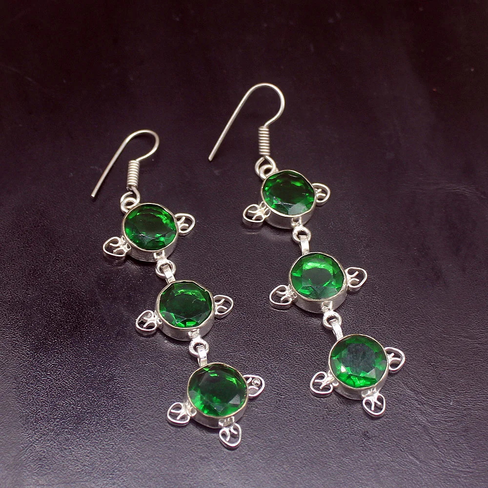 

Gemstonefactory Big Promotion 925 Silver Unique Green Topaz Jewelry Women Ladies Gifts Dangle Drop Earrings 20211976