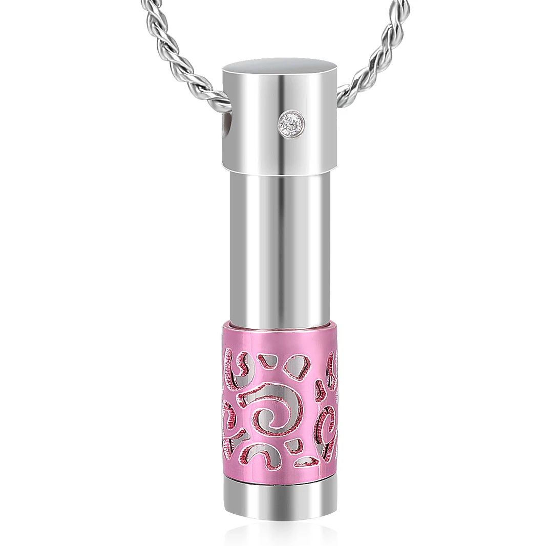 

Stainless Steel Memorial Urn Cremation Ash Perfume Holder Together Loved One's Pendant Necklace