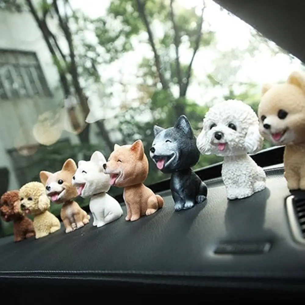 1PC Cute Car Interior Vinyl Dashboard Ornament Nodding Puppy Shaking Head Dog Car Swing Toys