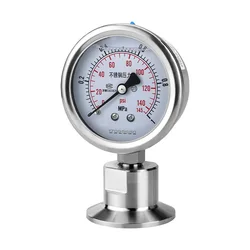 304 Manometer 1.5in. (50.5mm OD)Tri Clamp Membrane Pressure Gauge SS316 Stainless Steel Diaphragm
