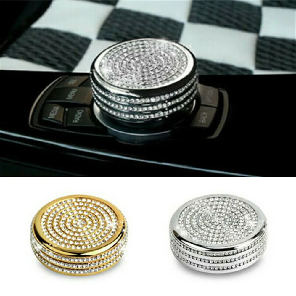 Car Multi-Media Knob Cover Decal Frame Diamond Rhinestone Crystal Sticker Accessories For BMW X1 X3 X5 X6 New 1 2 3 5 7 Series