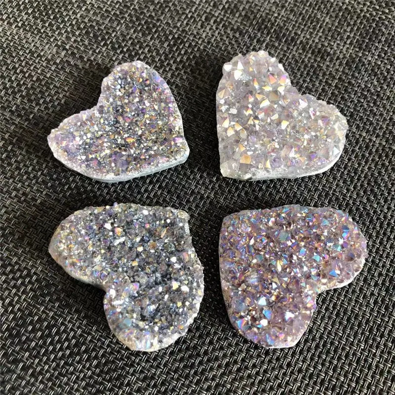 

Natural colorful quartz aura amethyst heart crystal cluster healing stone for home decoration