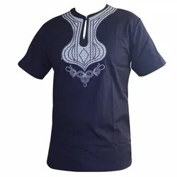 T-shirt musulman brodé pour hommes, Slim, nouveau Design Ankara, vêtements traditionnels africains, kurta, vente en gros