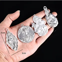 Large silver-plated religious saint Catholic pure Mary and Jesus Day pendant DIY pendant, suitable for Christian jewelry crafts