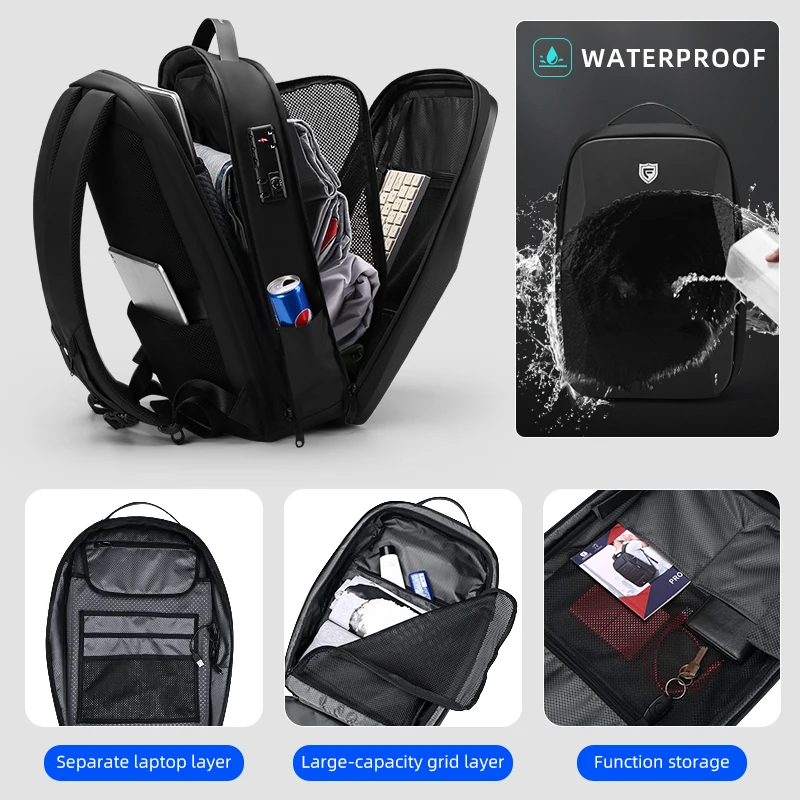 Fenruien Multifunction Men\'s Backpack 17.3 Inch Laptop Backpacks Anti-Theft Waterproof Business Backpacks Travel Bags 2021 New