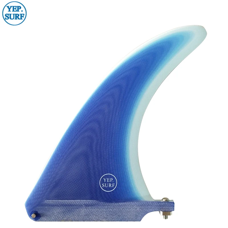 Blue color Surf longboard fin 8/9/10.25 inch Surf  8/9/10.25 inch Fin Fibreglass in Surfing single Fin stand up paddle