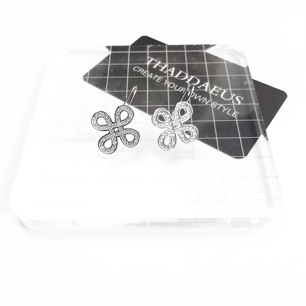 Ohrringe mit Schleifenknoten, brandneu, europäischer Stil, edler Liebesschmuck für Frauen, romantisches Geschenk aus 925er Sterlingsilber. – Detail 4