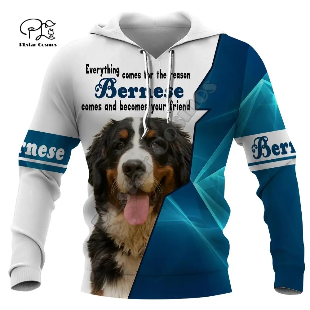 New Mens Funny Bernese Dogs 3d printing hoodies autumn long sleeve Sweatshirts women pullover tracksuit hood hoody outwear