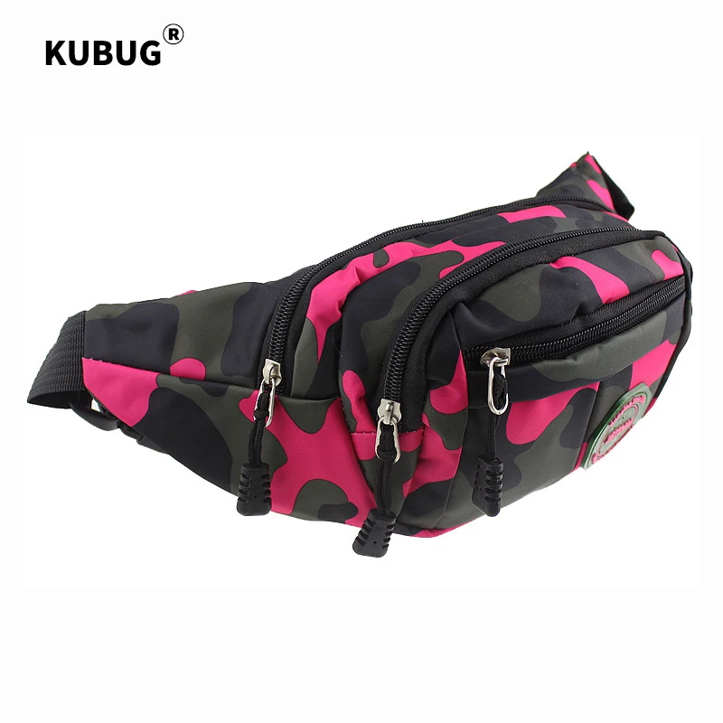 KUBUG Men Outdoor Sports Running Bag Canvas Riding Multi-functional Waterproof Waist Bag Phone Mountaineering Zipper Storage Bag