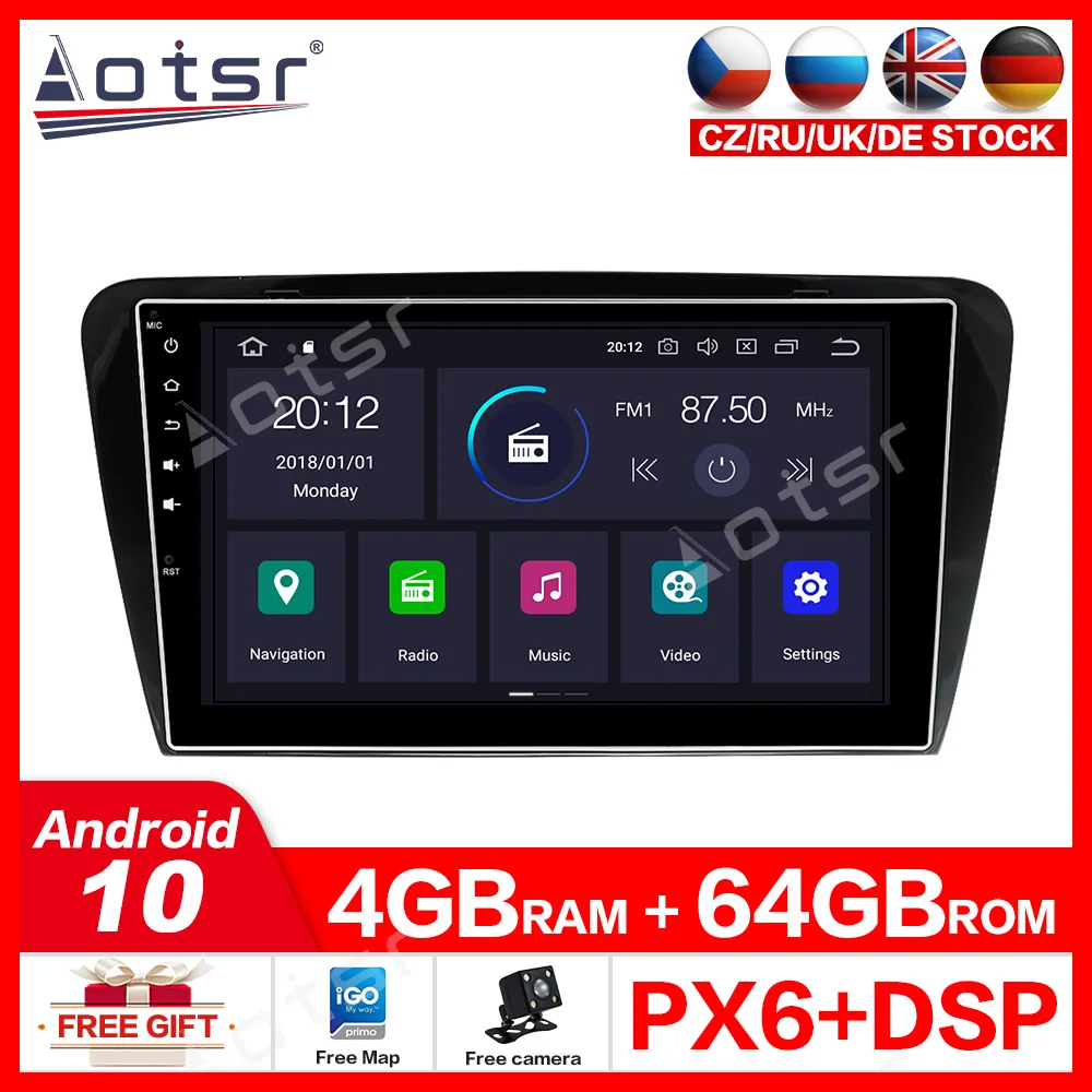 Android 10.0 4G+64GB Car No DVD player GPS navigation For Skoda Octavia 2014 -2017 GPS Map Navigation Stereo head unit car radio