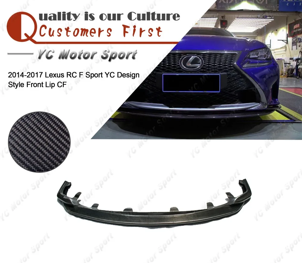 Car Accessories Carbon Fiber YC Design Style Front Lip Fit For 2014-2017 Lexus RC F Sport Front Bumper Lower Splitter Lip