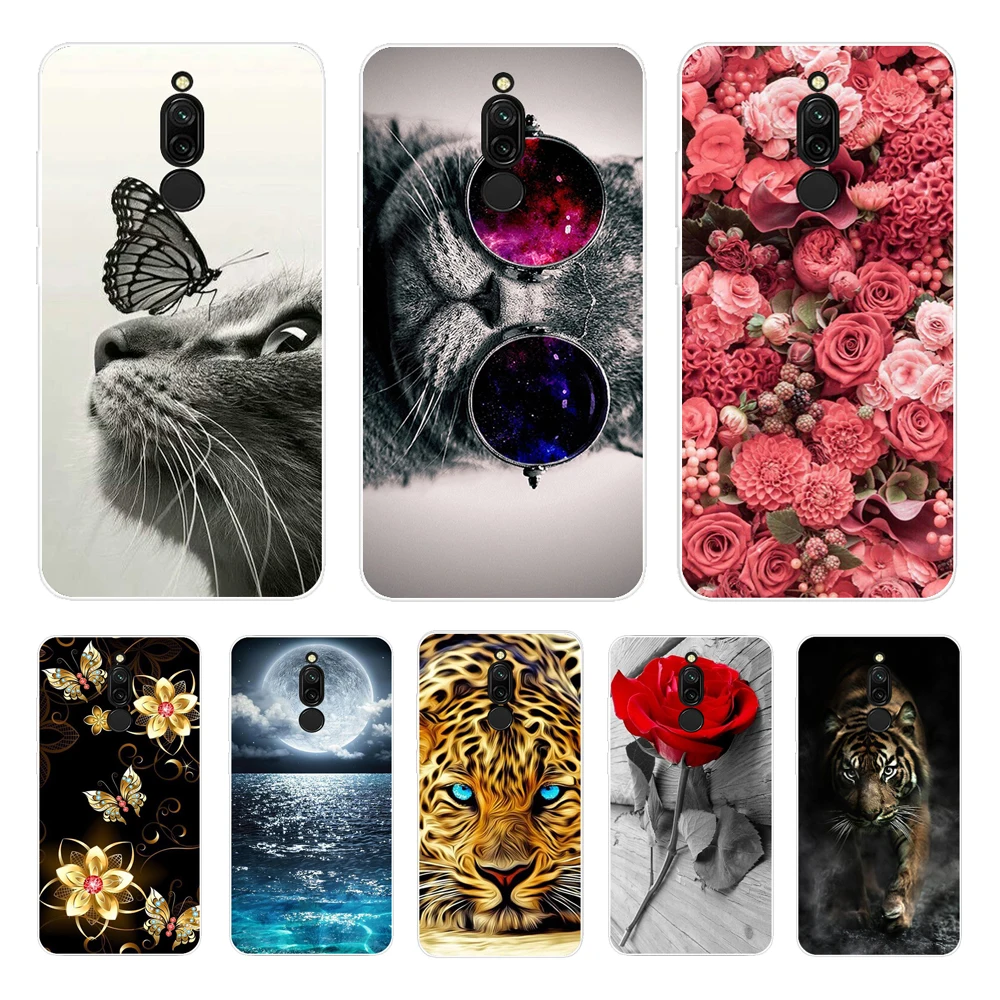 Soft Case For Xiaomi Redmi 8 Case Silicone TPU Back Cover For Redmi 8A Case Flower Animal Cat Phone Bumper For Xiomi Redmi 8 A