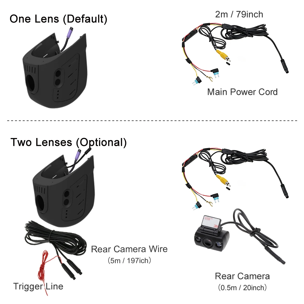 SINOSMART – caméra DVR Wifi 1080P Novatek pour voiture, pour GM, contrôle général via application Mobile SONY IMX307