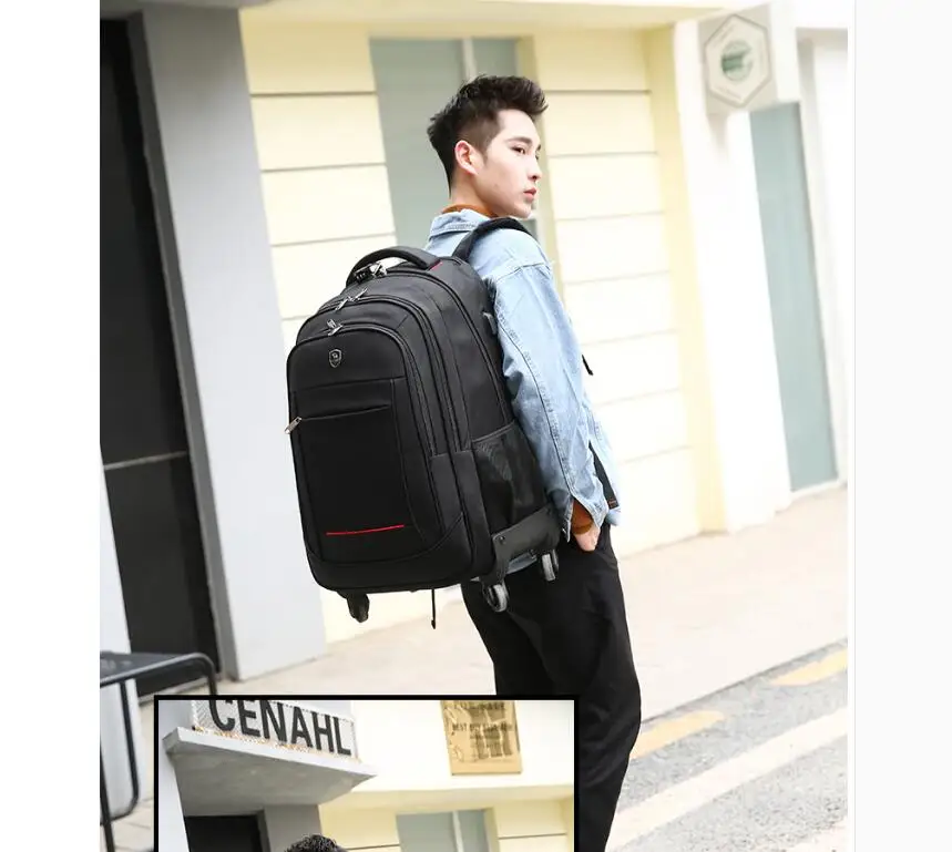 Men  Business Rollin Luggage Backpack Men Tolley luggage Wheeled Backpack bag travel Trolley Bags on wheels Travel Wheeled Bag