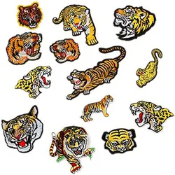 Lion Tiger Leopard Wolf Deer Eagle Embroidered Safri Animal Patches Sew Iron on Applique Badge Clothing Accessories Decoration