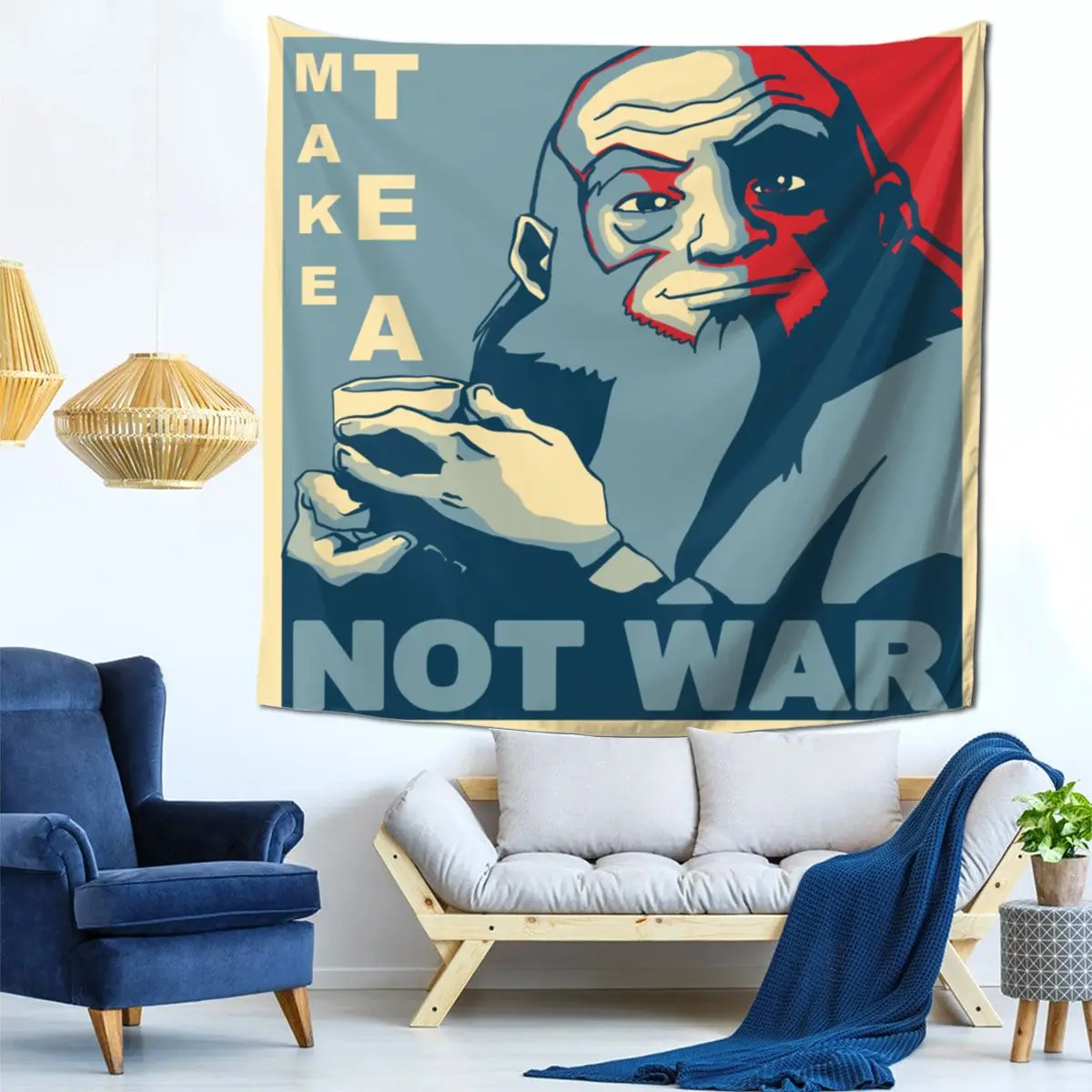 Iroh Avatar The Last Airbender Tapestry Hippie Wall Hanging Make Tea Not War Home Decor Background Cloth Witchcraft Wall Carpet