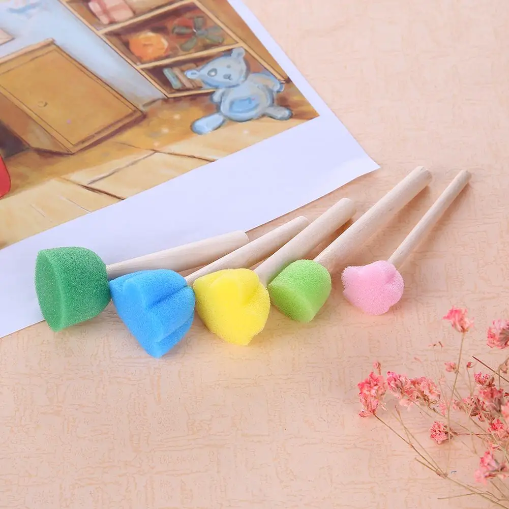 5 개/대 DIY 나무 벽 아트 페인팅 브러쉬 어린이를위한 스폰지 낙서 회화 도구 조기 드로잉 완구 홈 페인트 용품