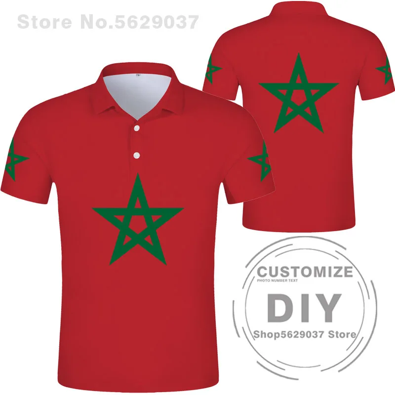 Morocco Polo Shirt Diy Free Custom Made Name Number Mar Polo Shirt Nation Flag Ma Kingdom Arabic Arab Country Text 3d Clothes