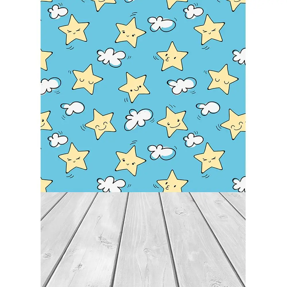 Cartoon Smile Stars Cloud Photography Backdrop for Vinyl Photo Studio Backgrounds for Children New Born Baby Photoshoot Props