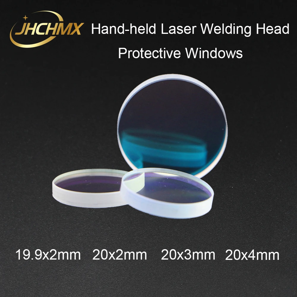 JHCHMX-Cabezal de soldadura láser, ventanas protectoras de 19,9x2, 20X2, 3 o 4mm, 1064nm, 0 a 2kW, piezas de máquina de soldadura láser de mano