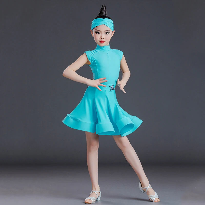 

Blue Latin Dance Dress For Girls Latin Dance Costumes Skirt Children Rumba Cha Cha Samba Tango Dance Performance Wear SL4842