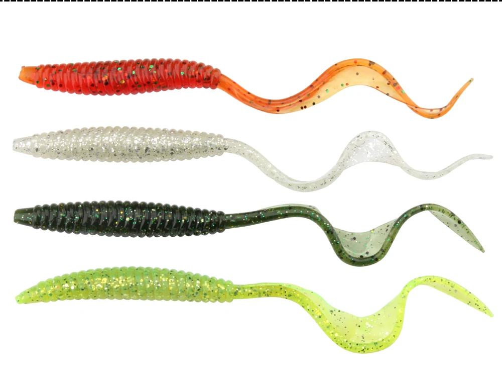 Spinpoler 18 cm 13 cm weicher Köder, Wurmköder, flexibel, langer Schwanz, 4 Farben, Silikon, Regenwurm, Würmer, lebensechter Angelköder, 5 Stück/Packung – Detail 13