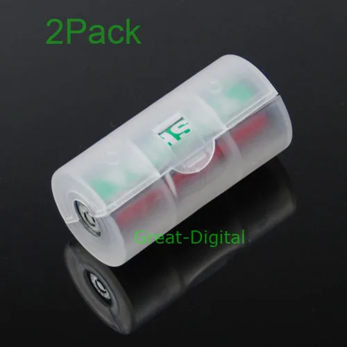 2x AA to C Size Battery Converter Adaptor Adapter Case