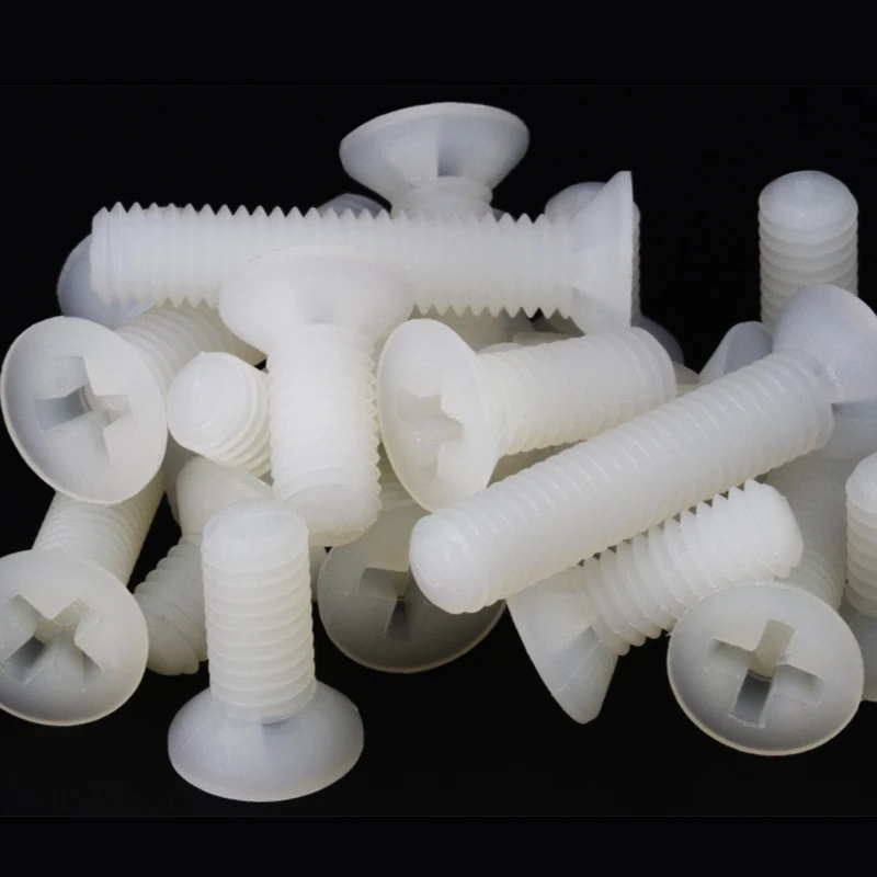 M3 X 8mm Slotted Countersunk Head Machine Screws Nylon White Plastic Grade 66 Din 963 1567003