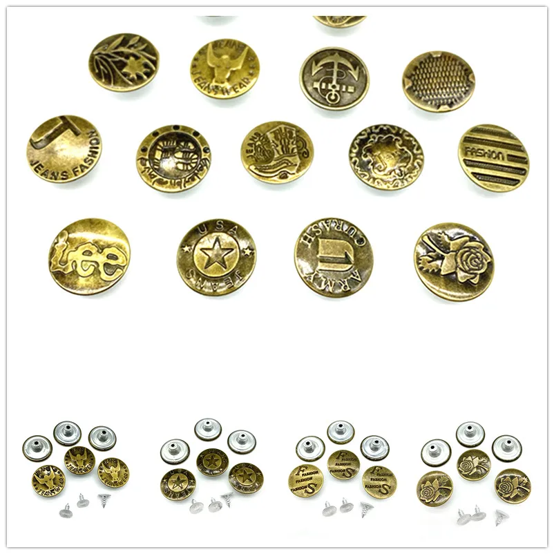 20pcs 20mm Bronze Fashion Metal Jeans Button Shank for Garment Pants Sewing Clothes Accseeories Handmade #Ro