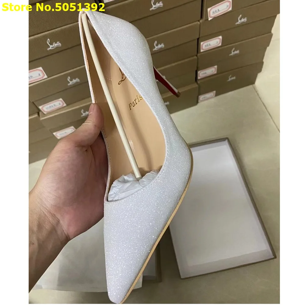 Silver Shiny Dress Women Pumps Sexy Stiletto High Heel Slip On Shallow Manufacturer Real Picture Custom Made Wedding Shoes