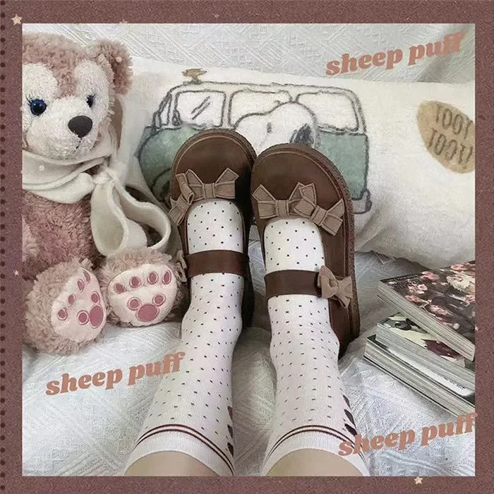 Lolita Big Head Doll Shoes Female Cute Bowknot Single Shoes Round Head Loli Shoes Soft Sister Daily Shoes Cosplay Cos Loli