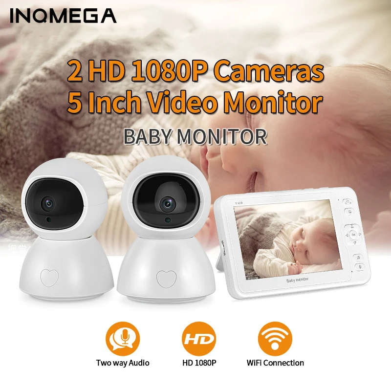 

INQMEGA 5 inch Video Baby Monitor Night Vision 1 Screen 2/3 Surveillance Camera 1080P Security Camera Babysitter Camera