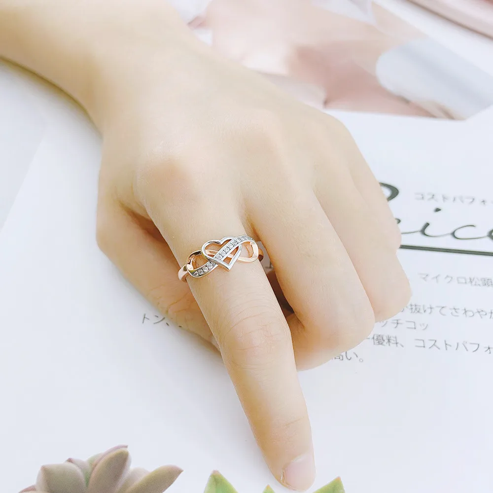 Afbeelding 3: Paar Infinity Liefde Ringen Voor Vrouwen Dames Sieraden Dubbele Kleur Dainty Wedding Engagement Gift Ringen Sieraden DZR029