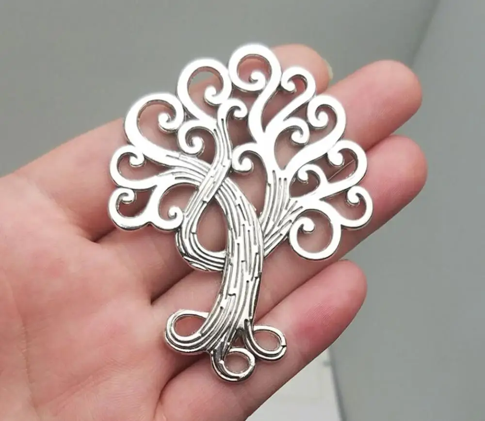 2pcs/Lot--73x57mm,Antique Silver Plated Tree Of Life Charms Forest Pendants DIY Supplies Jewelry Making Finding Accessories