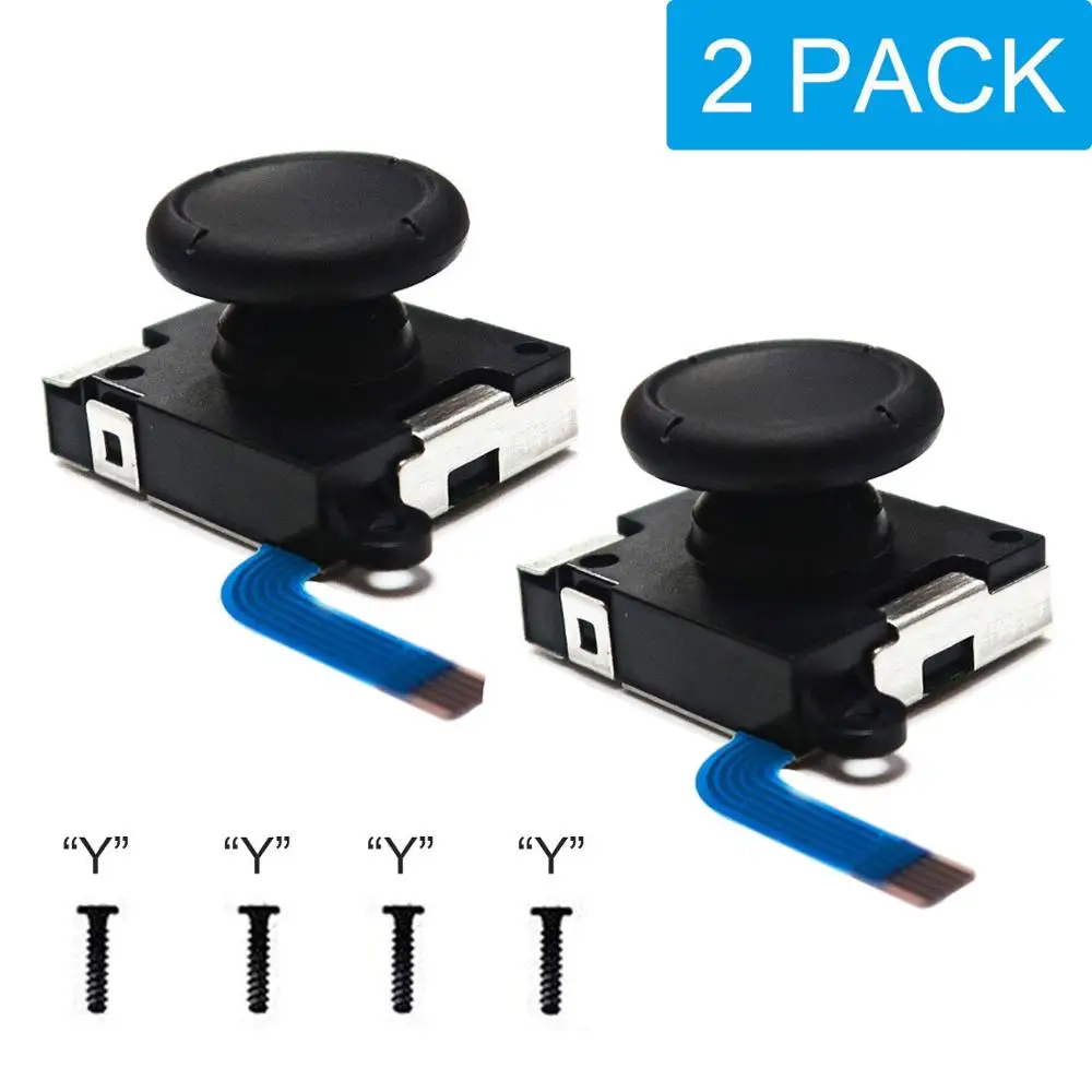 Original 3D Analog Joystick Joypad Replacement Left/Right Repair Kit Thumb Sticks Sensor with 4 “Y” Screws for Nintendo Switch