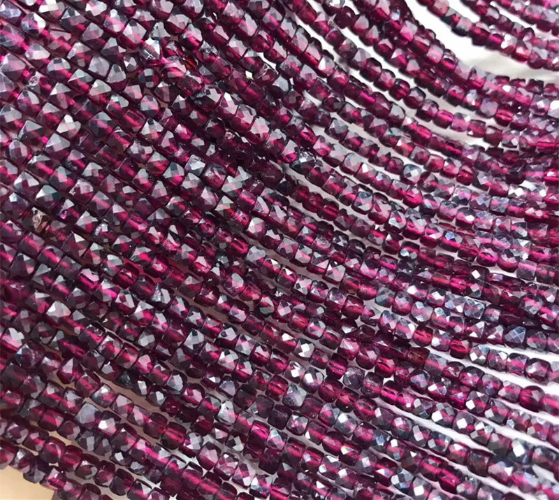 

GARNET PURPLE RED square faceted 4-4.5mm nature for making jewelry necklace 38cm FPPJ wholesale loose beads