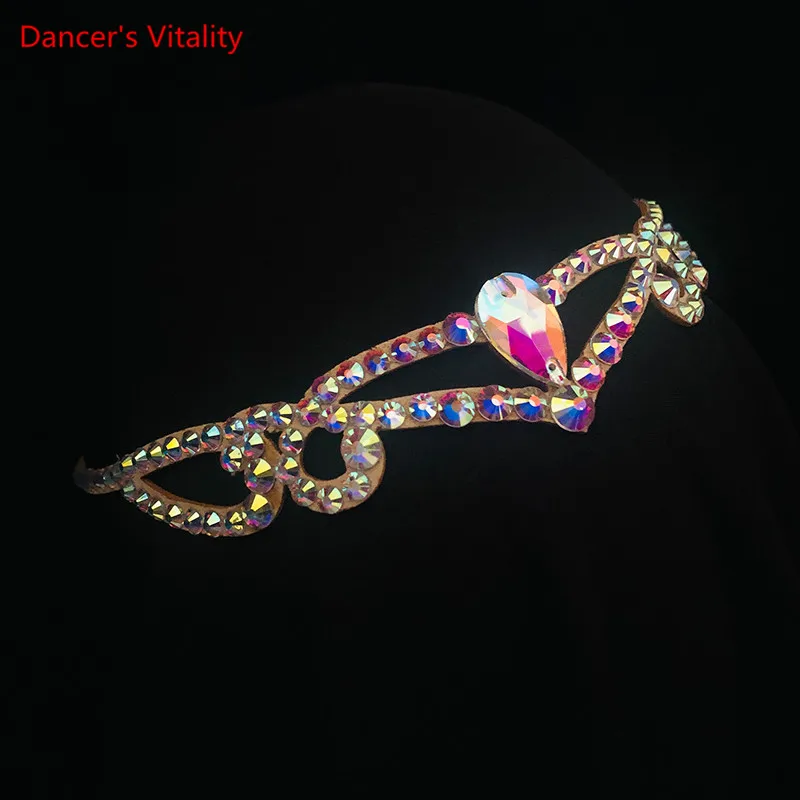 Copricapo di danza del ventre catena di testa con borchie di diamanti lucidi accessori per prestazioni professionali di danza indiana per adulti femminili